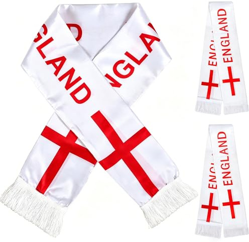 AURALIN England Football Scarf St George's Cross 2 Pack Double-Sided
