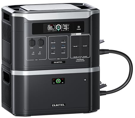 OUKITEL BP3000E Generatore Solare 4096 Wh, espandibile fino a 16 kWh, con App e 14 uscite, 5 metodi di ricarica, stazione energetica portatile da 3200 W per campeggio, camper e casa.