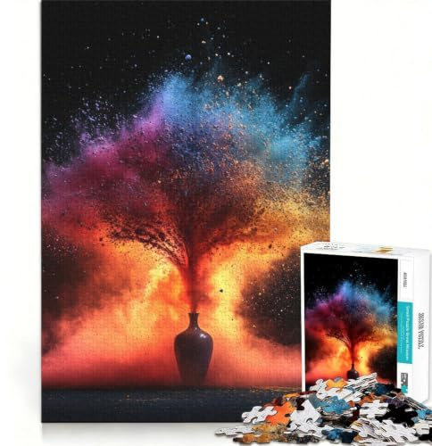 Puzzle Adulte 1000 pièces Vase Explosion de Couleurs, Jeux de Famille, décoration Murale, avec pièces de Formes aléatoires Parfaitement emboîtables 38x26cm