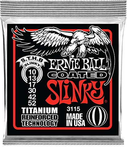 Ernie Ball Skinny Top Heavy Bottom Slinky Coated Titanium Electric Guitar Strings, 10-52 Gauge (P03115)