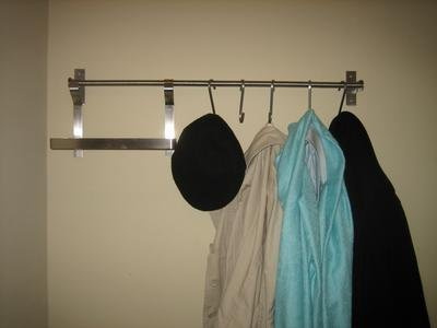 Premium stainless steel Grundtal Rail Towel Utility Purse, Coat, Towel, Clothes Storage Holder Hooks Rack 23.5 inch with 10 hooks