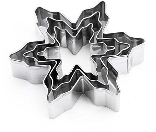 LRZCGB Snowflake Cookie Cutter Set,3 Pieces Snow Shape Cutter Christmas Stainless Steel Baking Tool(Snowflake)