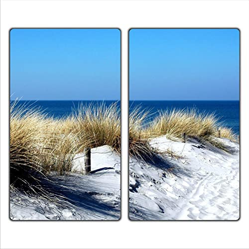 decorwelt | Herdabdeckplatten 2x30x52 cm Ceranfeldabdeckung 2-Teilig Universal Elektroherd Induktion für Kochplatten Herdschutz Deko Schneidebrett Sicherheitsglas Spritzschutz Glas Wasser