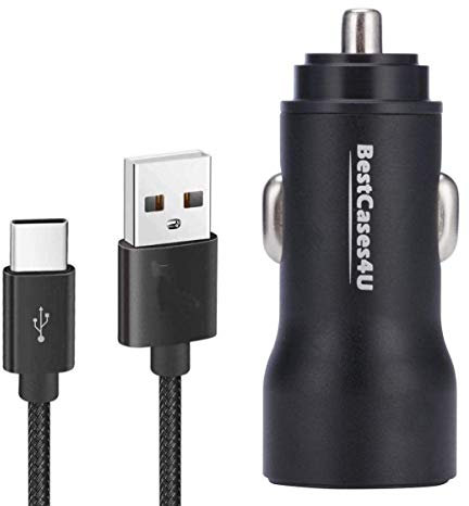 NWNK13 Motorola G8 Play Car Charger Dual USB Port Car Adapter Fast Charging Phone Lead Wire 3.4A 1mt / 3.3ft Micro USB Cable Compatible for Motorola G8 Play Black