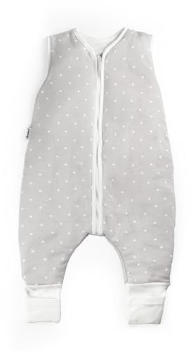 Ehrenkind® Baby Sommerschlafsack mit Füßen 1.0 TOG aus weicher OEKO-TEX zertifizierter Bio-Baumwolle | Sommer Schlafsack | Baby Schlafsack Gr. 80 Grau mit weißen Punkten | 1 Tog