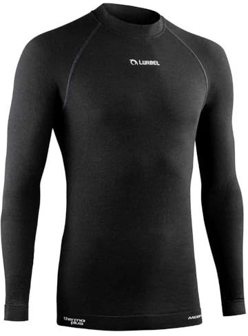 Lurbel Merino Long Sleeves, maglietta a primo strato, maglietta termica, maglietta in lana merino, maglietta traspirante e antiodore, maglietta outdoor, biancheria intima termica., Nero , GRANDE - L