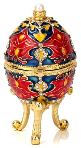 HERCHR Fabrige Egg Vintage Style, Vintage Enameled Faberge Egg Jewelry Trinket Box for Organizer Trinket Box Decoration Gift