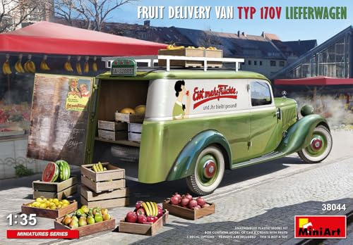 MiniArt 38044 1:35 Lieferwagen Typ 170V Obsthandel - originalgetreue Nachbildung, Modellbau, Plastik Bausatz, LKW Bausatz, Auto Bausatz, Bausatz für Erwachsene