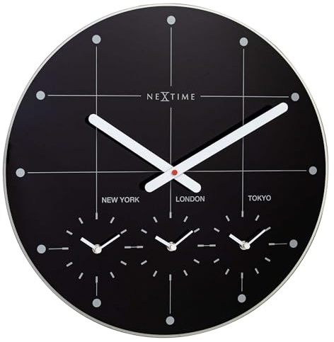 NeXtime Wanduhr, 43 cm, Silencieux-Schwarz-Verre Big City