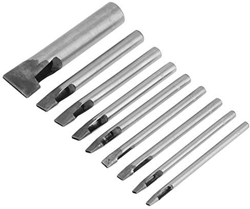 Tomotato Leather Hollow Punch, 9 Pcs Leather Hollow Punch Oval Hole Puncher Carbon Steel Leather Hole Punch Oval Leather Punch Set Oval Shape Hole Punch Kit for Watch Strap Canvass Belt 2mm