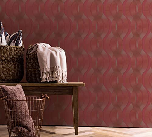 Papier peint non-tissé rouge métallique pour chambre de mouton salon ou cuisine Qualité supérieure 100% Fabriqué en Allemagne 10,05 x 0,70m Marburg