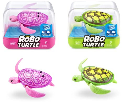 Robo Turtle Robotic Swimming Turtle Toy (2 Pack, Green & Pink) ZURU – Battery Powered Water and Outdoor Pool Toy for Kids, Toddlers, and Pets | Swimming Bath Fun, Includes Accessories