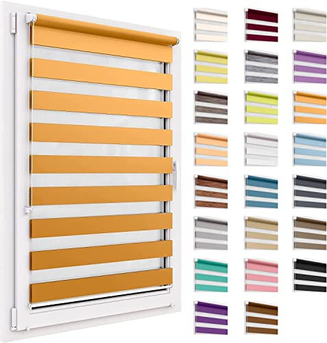 Doppelrollo ohne Bohren, 75x250 cm Stoffgröße, Duo Rollo Klemmfix, Easyfix, lichtdurchlässig und verdunkelnd, Day&Night, Klemmrollo Sonnenschutzrollo Fensterrollo für Fenster & Türen