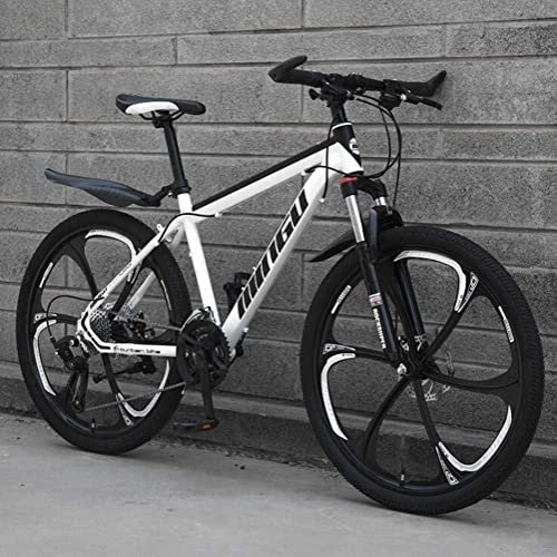 Fahrrad,Mountainbike Rahmen aus Kohlenstoffstahl Scheibenbremsen Stoßdämpfung Erwachsene Fahrradrennen (Color : White, Size : 21 Speed)