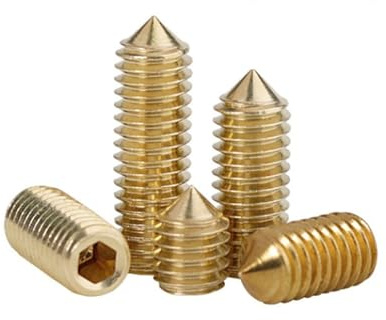 TULDYS Messing-Kegelspitzen-Set-Schrauben, Bolzen, Kupfer-Stahl-Kopf, Sechskant-Innensechskant-Gewindestift, M3, M4, M5, M6(M3x3(20Pcs))