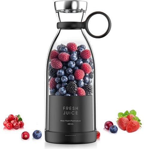 Portable Blender, GYMCYEO 4 Blades Mini Blender Juicing Blenders Multifunctional Personal Blender for Milkshake and Smoothie for Travel, Office, Gym(Black)