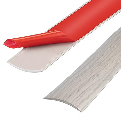 Bande de seuil en PVC de 100cm, bandes de transition de sol, bandes de revêtement de sol stratifié, bande de séparation de porte de sol auto-adhésive (100cm-5cm-Grain de bois de frêne)