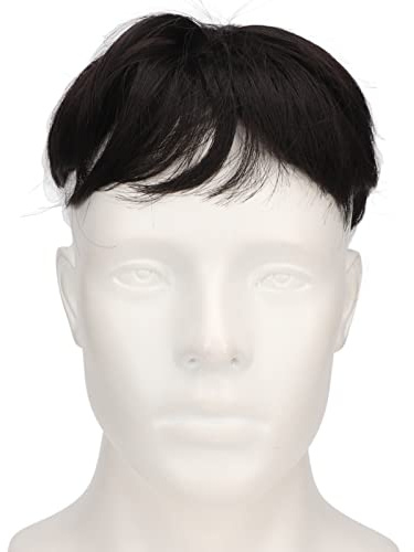 Peluquín Para Hombres, Reemplazo Suave, Peluca Corta Realista De Moda, Extensión De Cabello Negro Natural, Peluquín Para Caballeros, 6,3 X 7,1 Pulgadas