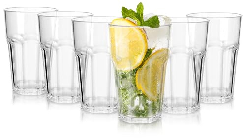 6PCS Reusable Premium Plastic Cups, 10 OZ Acrylic Glasses Tumbler, 300ml | Unbreakable Stackable Drinking Glasses for Kids and Adults, Stackable Transparently Cup for Home Picnic (300ml, 6PCS)