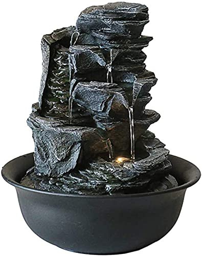 GenSDH Wind Water Creative Decoration Statue,Indoor Fountain Waterfall - Rockery Desktop Electric Water Fountain - Feng Shui Ornaments Ideal Birthday, Anniversary Or Wedding Present