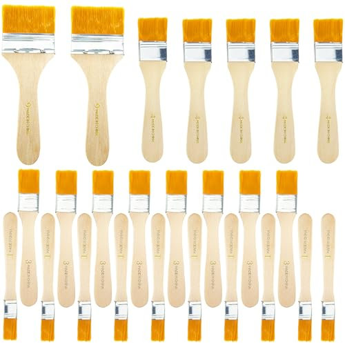 Hengxinchen 25 Stück Malerpinsel-Set Klein, 1.3/2.2/2.5/5.5 cm Lasurpinsel Lackpinsel Flachpinsel, Profi Paint Brush für Kunst Malerei, DIY Malerbedarf mit Kompaktgriffen