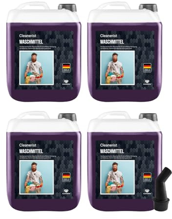 Cleanerist – svart tvättmedel flytande för 700 mörka tvättar – 4 x 5 l flytande tvättmedel koncentrat för svart och mörk tvätt – XXL tvättmedel med fräsch doft för 20–95 °C, istället för pods, pulver