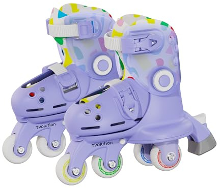 Yvolution Twista Patines 2 en 1 Ajustables en Lila. Talla 23-28. Patines en línea para niñas y niños de 2 años.