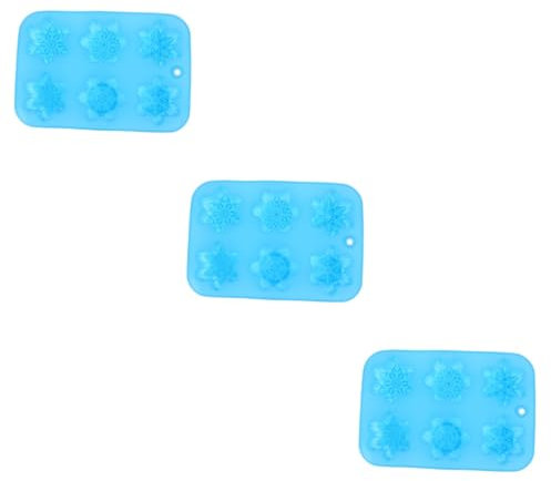 SEWACC 3pcs Snowflake Mold Cake Mould Set Silicone Baking Trays for Handmade Soap Ice Trays Random Color