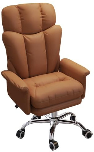 Chefsessel, Bürostuhl, PU-Leder, Heimcomputer-Schreibtischstuhl mit Rollen, höhenverstellbar, Arbeitsstühle mit Armlehnen, hohe Rückenlehne, ergonomischer Stuhl, Lordosenstütze (Farbe: /Braun A)
