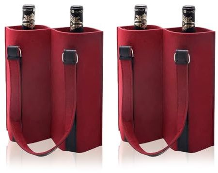 2 Pack Wine Gift Bags with Handles 2 Red Wine Felt Tote Bottle Bag Gift