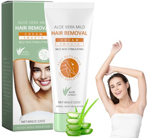 Aloe Vera Hair Remover Cream - Hair Removal Cream with Aloe Vera,Centella,Glycerin - Hair Removal Cream for Women - Depilatory Cream for Face,Hand,Leg,Bikini - Shaving Creams for Women