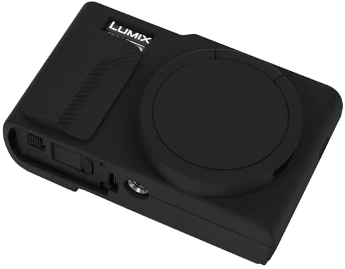 BOVKE Silicone Case for Panasonic Lumix DC-TZ99 Compact Travel Zoom Digital Camera, Soft Rubber LUMIX DC-TZ99E Protective Case with Removeable Lens Cover, Anti-Slip Grip, Black