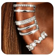 Dochais 3 Stück Ear Cuff Gold Silber Fake Piercing Ohrringe Ohrclips Damen Ohne Ohrlöcher CZ Wrap Funkelnde Runde Huggie Clip Ohrringe Fake Helix Knorpel Earcuffs in Geschenkbox für Mädchen H