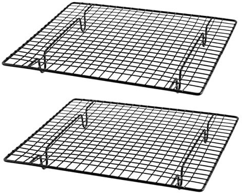 MUELODSIC 2piezas Rejilla De Enfriamiento Para Pasteles De Acero Al Carbono Antiadherente Con Pies De Soporte Estables Para Hornear y Secar Postres Cocina Doméstica