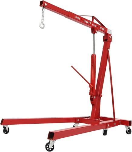 Engine Hoist, Heavy Duty Shop Crane with 6 Iron Caster Wheels for Car and Axle Lifting