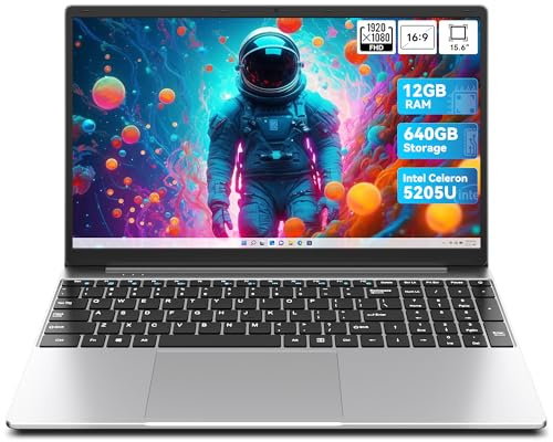jumper 15.6 inch Laptop with Office 365, HD Display Laptops, 12GB RAM 640GB (512G SSD+128G eMMc) Notebook, 5000mAh Battery, 5205U Processor, Keyboard Film UK, Suitable for Business and Students