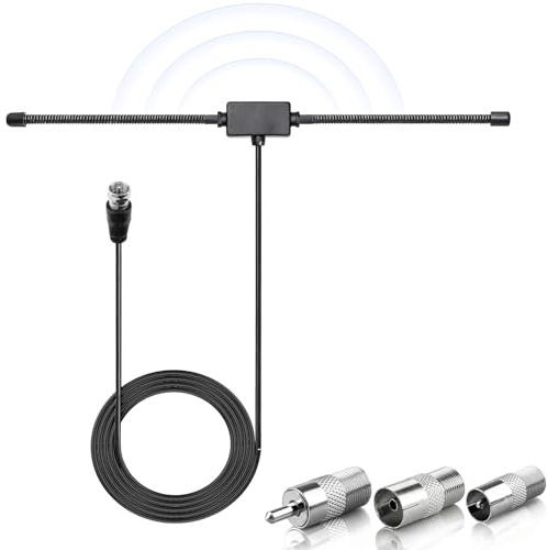 DAB UKW Radio Antenne, 75 Ohm Dipol DAB Antenne für Stereoanlage mit F Typ Stecker Verlängerungskabel Universale Radio Antenne für Stereo Radioempfang Empfänger AV-Empfänger