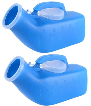 2 Pcs 1200ml Urine Bottles Male,Leakproof Portable Urinal with Lid, Graduation Marks & Handle, Unbreakable Plastic Urinal for Camping, Road Trips, Car, Elderly, Night Use, Bedridden Patient