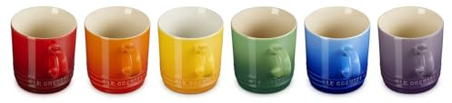 LE CREUSET Ensemble arc-en-ciel en grès de 6 gobelets de cappuccino
