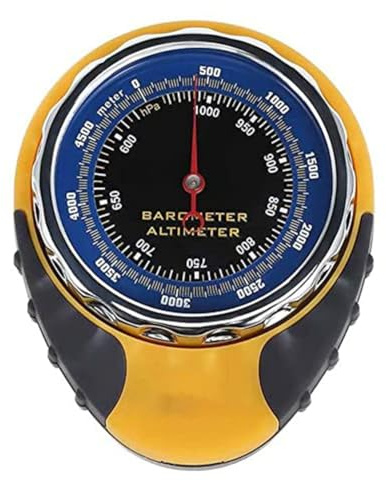 Whychstore 4-in-1 Outdoor Altimeter, Accurate Barometer and Thermometer for Hiking Camping, Yellow ABS Dial 60mm