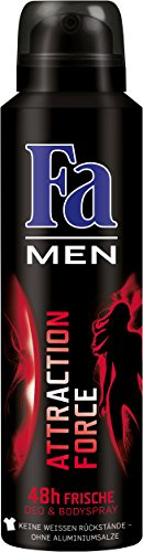 Fa Men Fuerza de atracción Desodorante masculino 48 horas spray 150 ml Paquete de 6