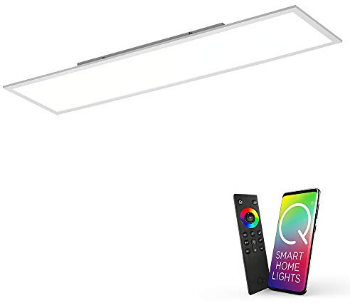 Paul Neuhaus Q-Flag, LED Panel, 120x30, Smart-Home | dimmbare Decken-Lampe mit steuerbarer Farbtemperatur, warmweiss - kaltweiss | Decken-Leuchte Alexa kompatibel