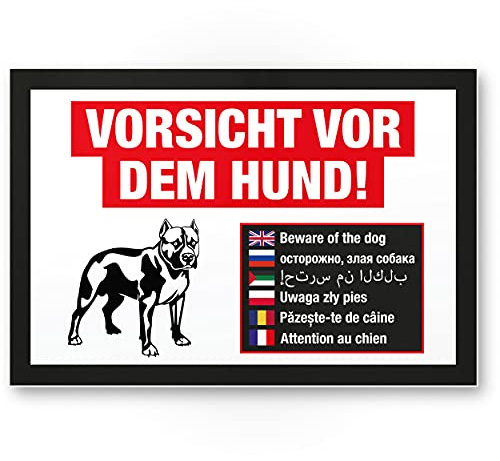 Komma Security Vorsicht vor dem Hund Schild mehrsprachig Hinweisschild wetterfest Hundeschild Gartentor Einfahrtstor die Haustür Türschild Abschreckung Warnschild Einbruchschutz