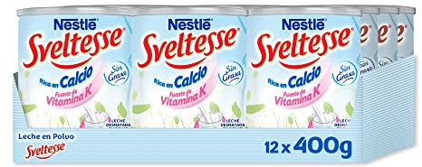 Sveltesse Leche desnatada en polvo - Paquete de 12 x 400 gr - Total: 4.8 kg