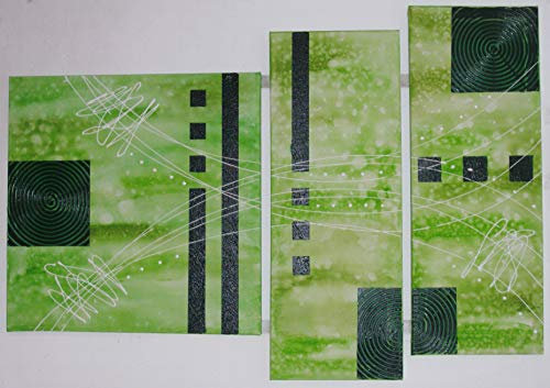 Tanz im Regen grün Acrylbild mit Struktur 3-teilig