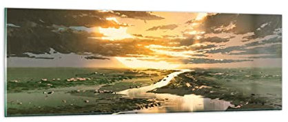 Panorama Bilder auf Glas natur natur Glasbild 90x30cm Wandbilder Dekoration Wohnzimmer Schlafzimmer Küche Klein Wanddeko Bild im Glas Wand Kunstdruck Art Modern Wall Decor Glasdruck GAB90x30-4042