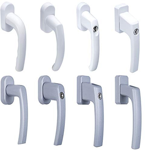 Stahlia Låsbara fönsterhandtag aluminium (4 stycken) silver tryckknappar, balkongdörrhandtag, fönstersäkring, fönsterbeslag fönsterlås