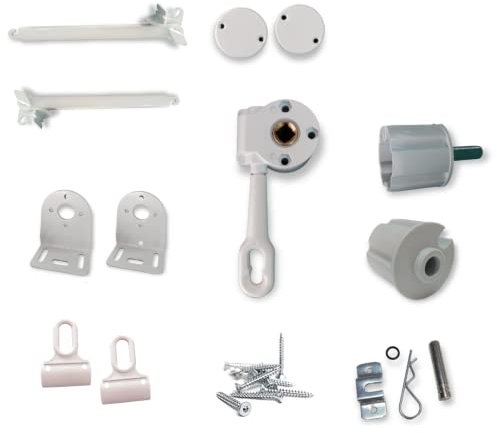 TENDAGGIMANIA Kit Accessori Tenda da Sole A Caduta - Kit Ricambi per Tende da Sole Esterne per Rullo di Diametro 70 MM + 2 Bracci in Alluminio da 50 cm, Colore Accessori: Bianco 9010