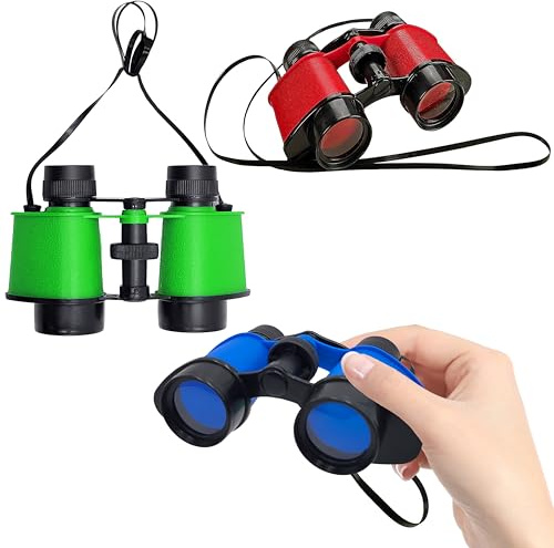 The Dreidel Company Learning Toy Binoculars Primary Science Exploration Play, Hunting, Hiking, Animal Bird Watching, 3.5 x 5 Inches (3-Pack)