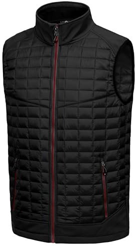 Little Donkey Andy Men’s Lightweight Puffer Vest, Warm Outdoor Sleeveless Jacket for Hiking Travel Running Black XL